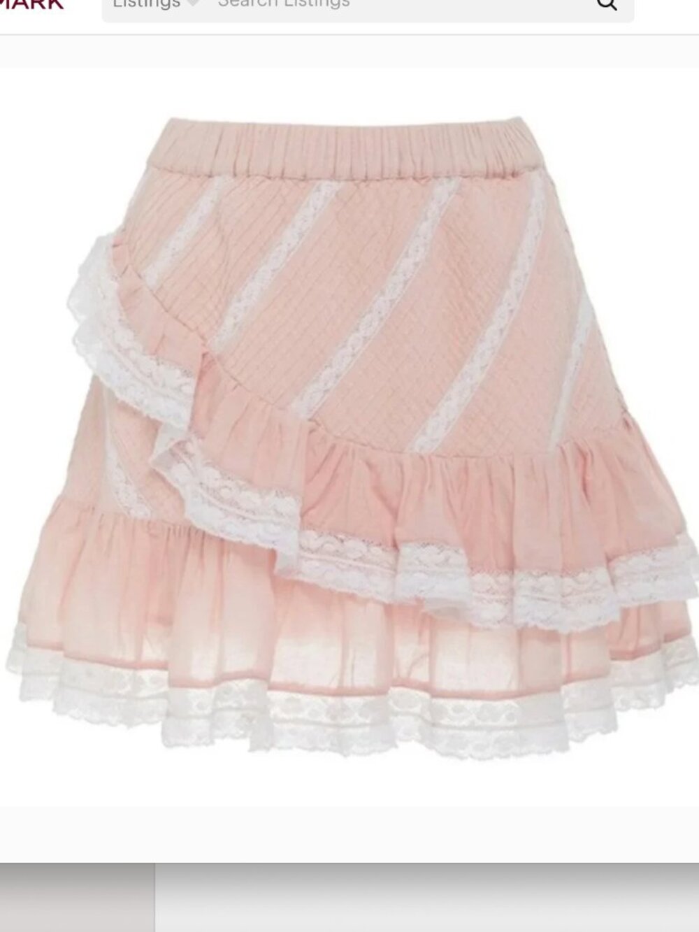 LoveShackFancy Ruffle Mink Skirt, Pearly Pink Eyelet Lace, Medium